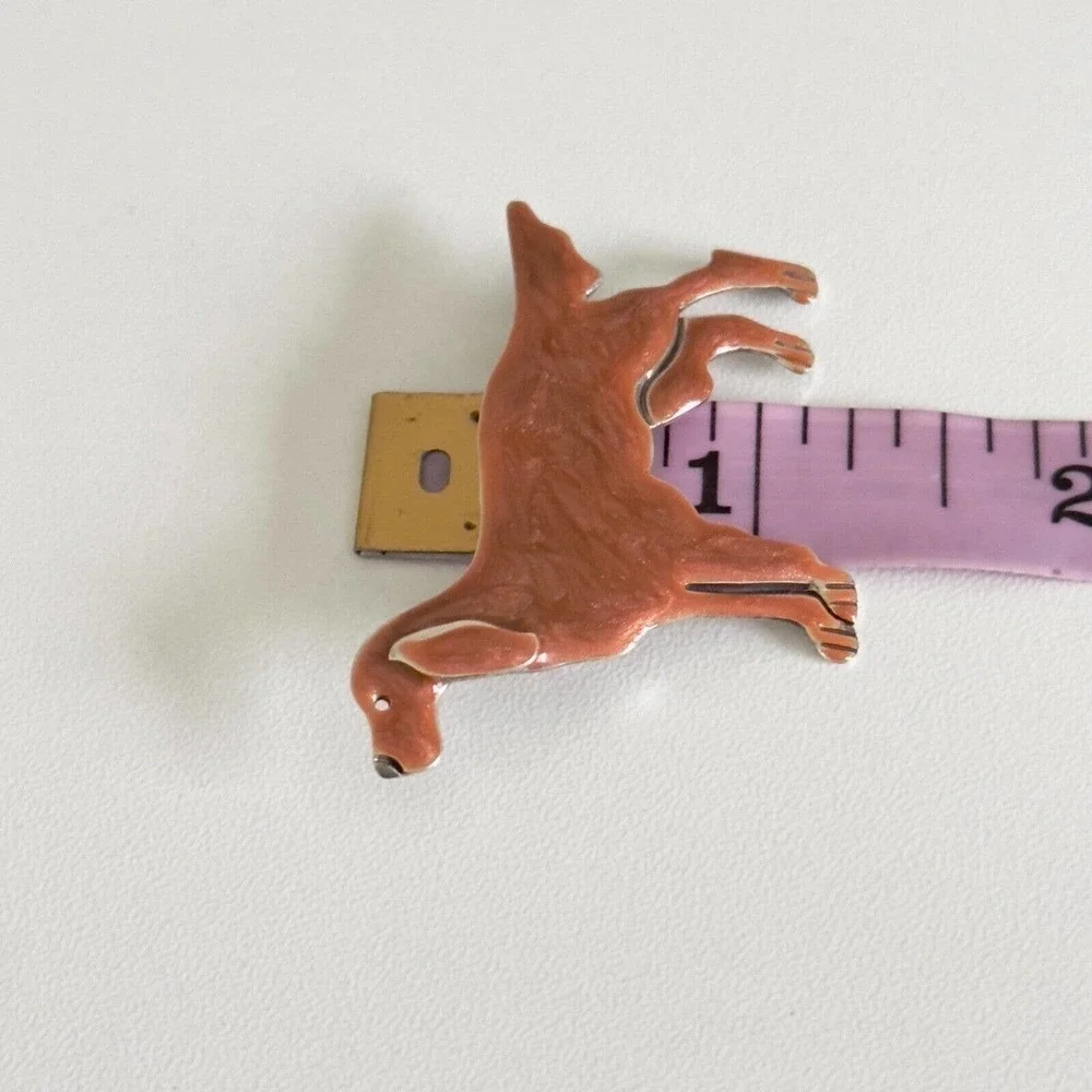 Anne & Jane Vintage 925 Sterling Silver Enameled Dog Irish Setter Brooch Pin